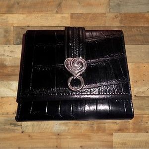 SHTF Black Crocodile Grain Leather Brighton Wallet